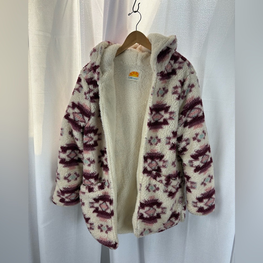 C&C California Sherpa Open front Jacket Hooded cardigan in Aztec GUC